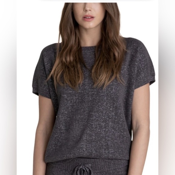 Barefoot Dreams CozyChic Ultra Lite Dolman Short Sleeve Pullover Charcoal Sz XS - Picture 2 of 12